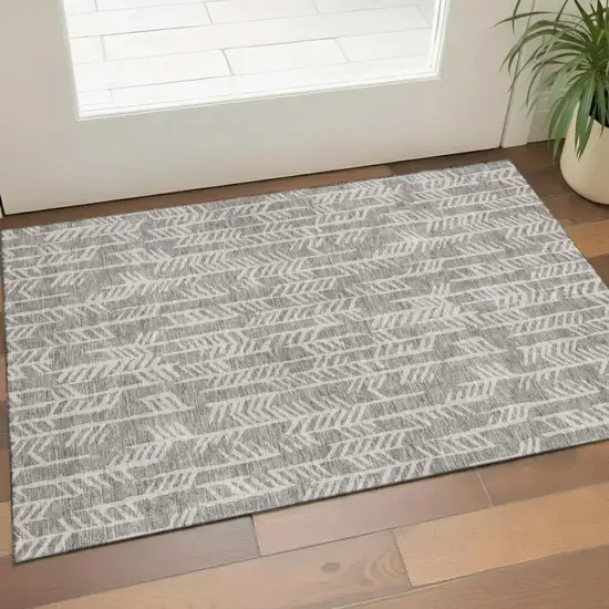 Taupe And Beige Tribal Washable Area Rug With UV Protection Photo 1