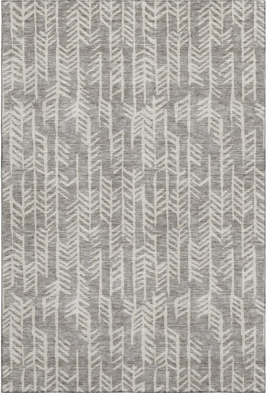 Taupe And Beige Tribal Washable Area Rug With UV Protection Photo 1