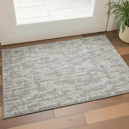 Taupe And Beige Tribal Washable Area Rug With UV Protection Photo 2