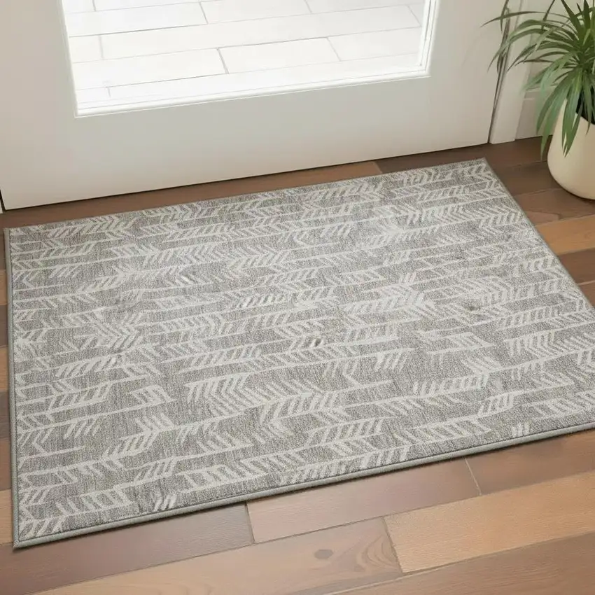 Taupe And Beige Tribal Washable Area Rug With UV Protection Photo 2