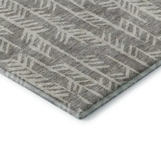 Taupe And Beige Tribal Washable Area Rug With UV Protection Photo 8
