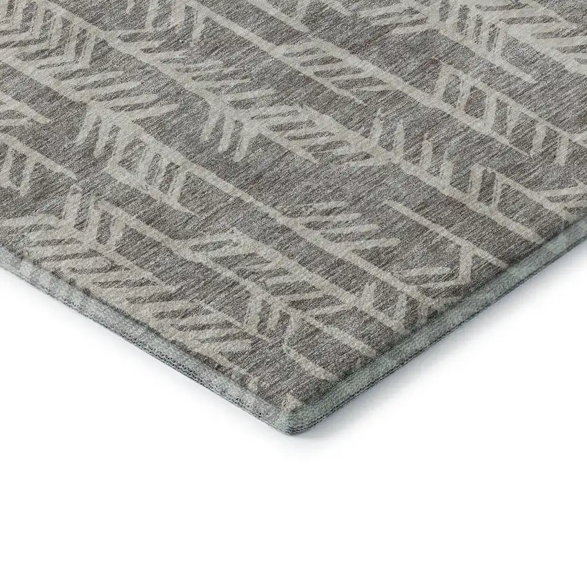 Taupe And Beige Tribal Washable Area Rug With UV Protection Photo 8