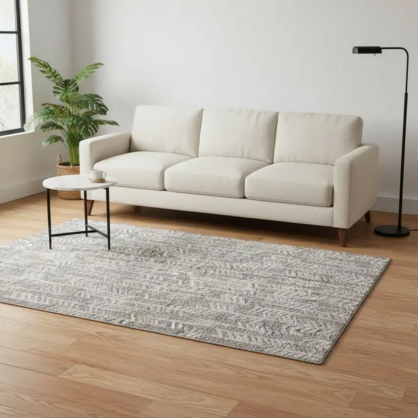 Taupe And Beige Tribal Washable Area Rug With UV Protection Photo 2