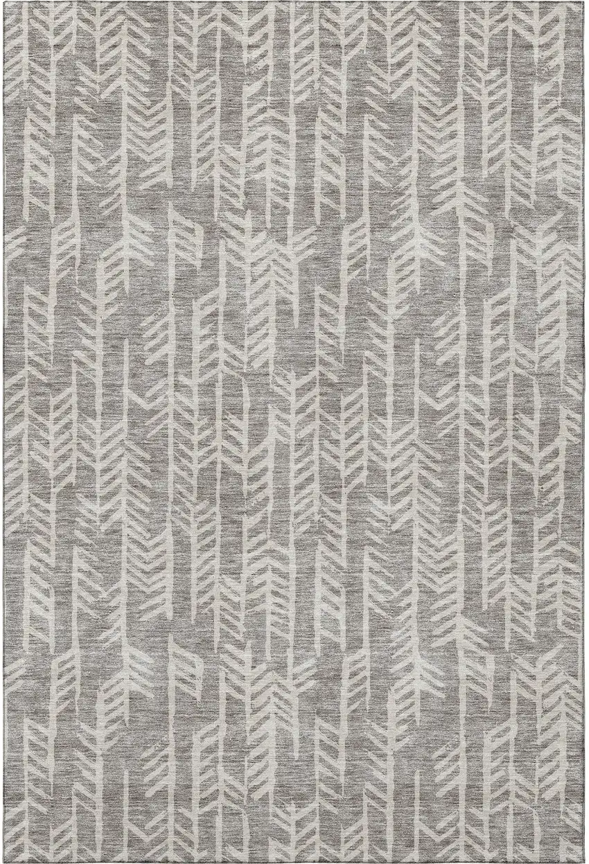 Taupe And Beige Tribal Washable Area Rug With UV Protection Photo 4