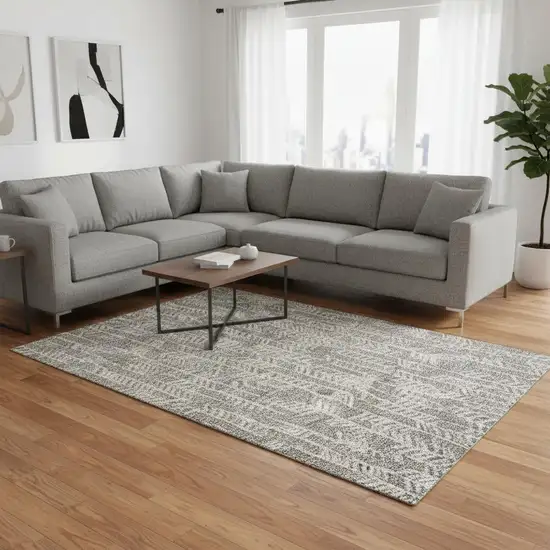 Taupe And Beige Tribal Washable Area Rug With UV Protection Photo 2