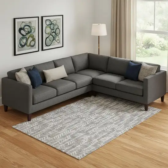 Taupe And Beige Tribal Washable Area Rug With UV Protection Photo 1