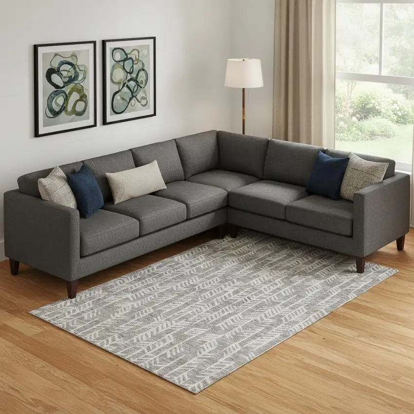 Taupe And Beige Tribal Washable Area Rug With UV Protection Photo 1