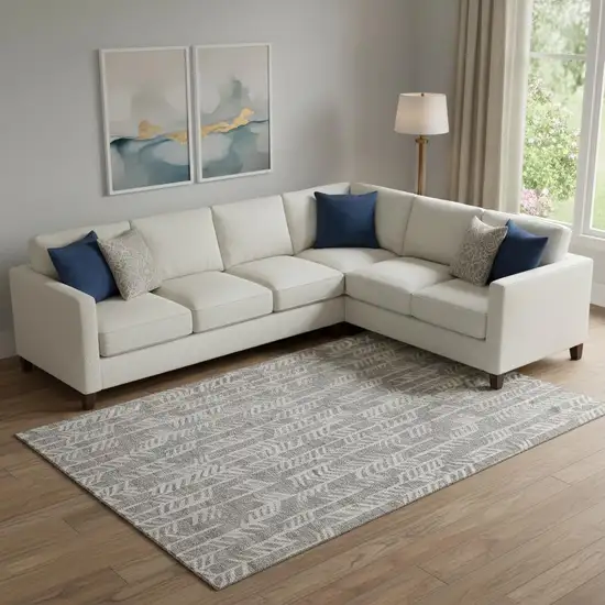 Taupe And Beige Tribal Washable Area Rug With UV Protection Photo 1