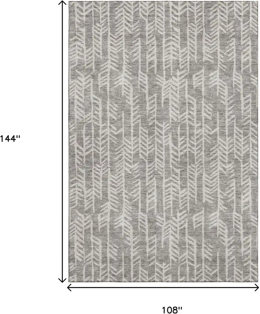 Taupe And Beige Tribal Washable Area Rug With UV Protection Photo 3