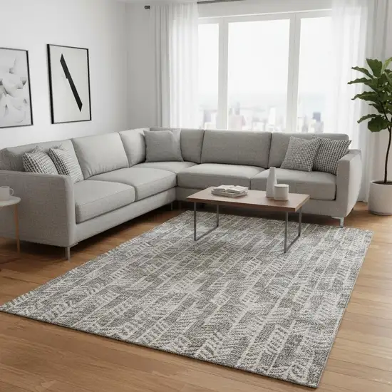 Taupe And Beige Tribal Washable Area Rug With UV Protection Photo 2