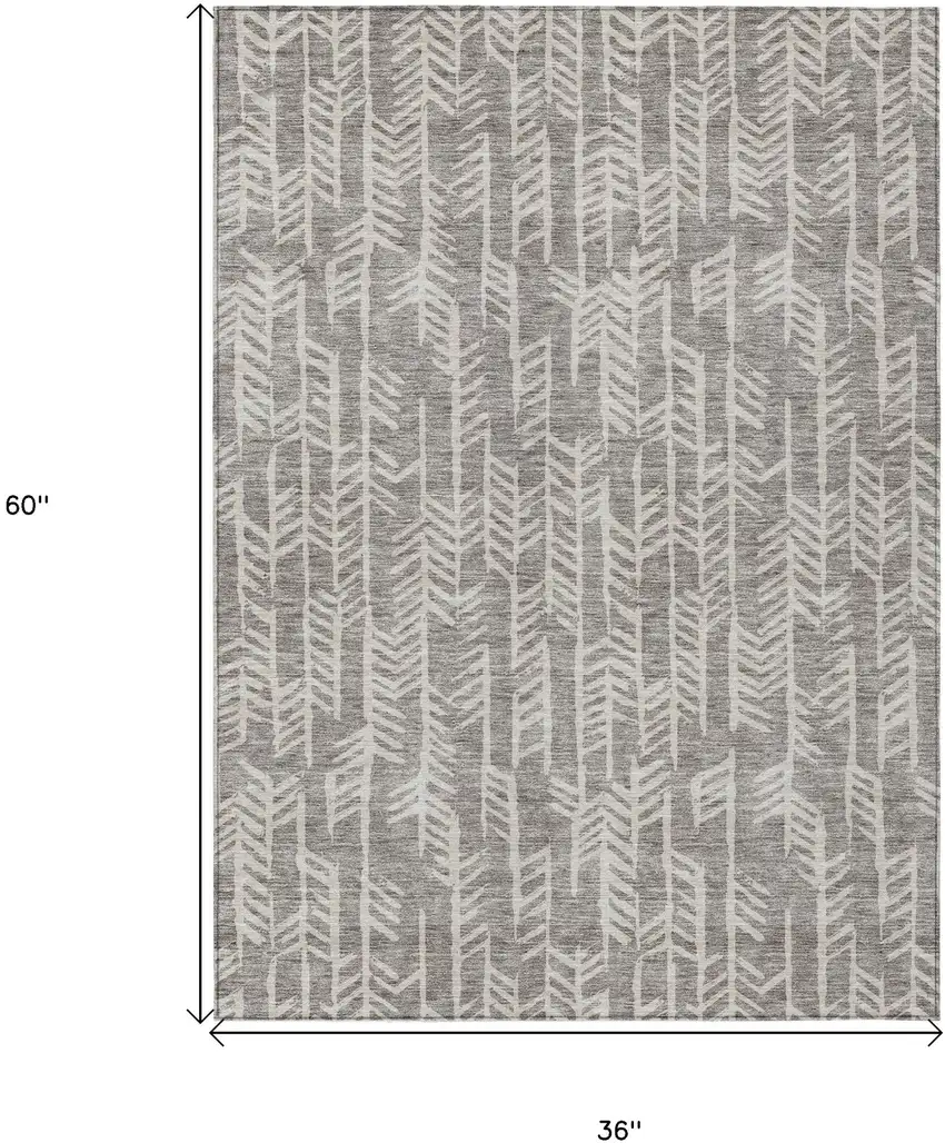 Taupe And Beige Tribal Washable Indoor Outdoor Area Rug Photo 3