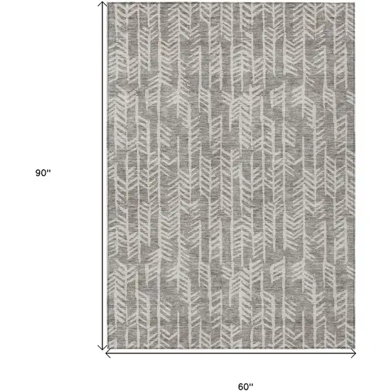 Taupe And Beige Tribal Washable Indoor Outdoor Area Rug Photo 3