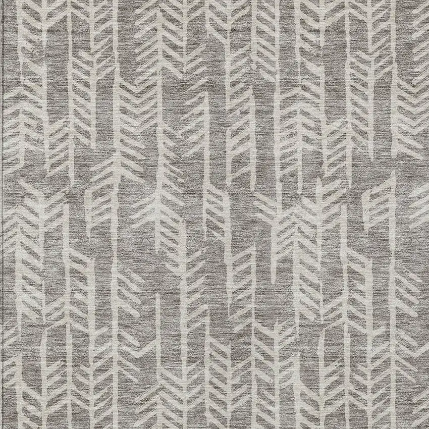 Taupe And Beige Tribal Washable Indoor Outdoor Area Rug Photo 6