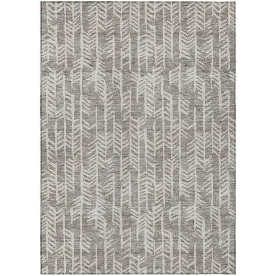 Taupe And Beige Tribal Washable Indoor Outdoor Area Rug Photo 2