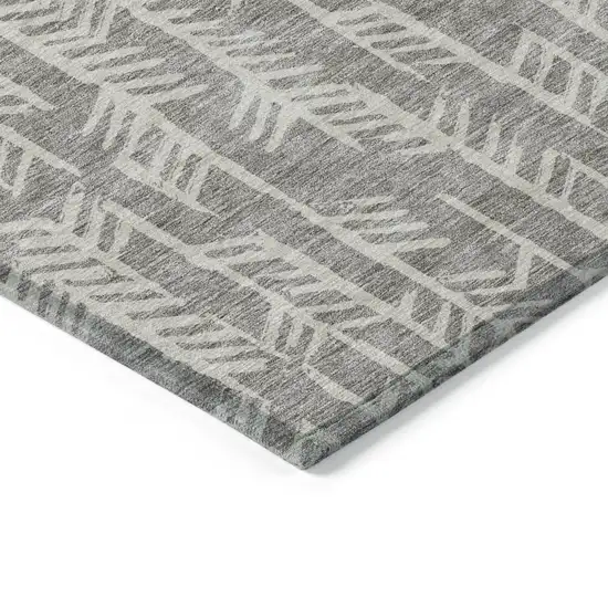 Taupe And Beige Tribal Washable Indoor Outdoor Area Rug Photo 5