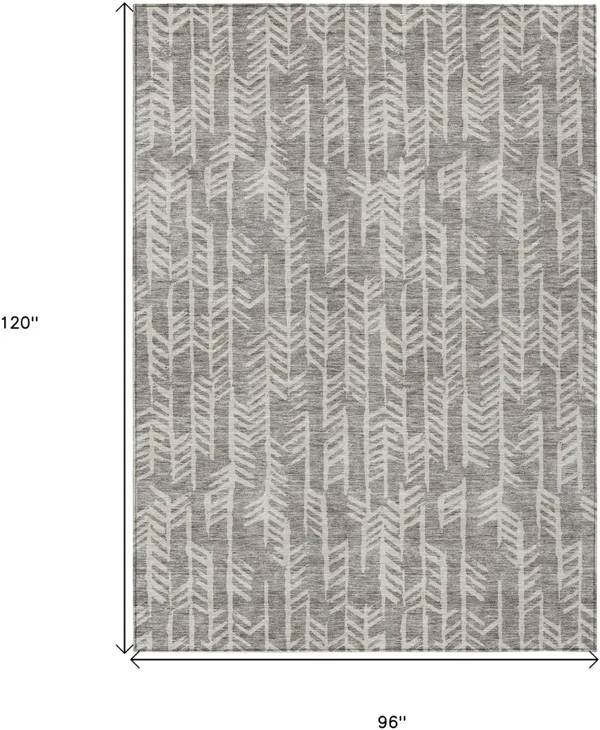 Taupe And Beige Tribal Washable Indoor Outdoor Area Rug Photo 3