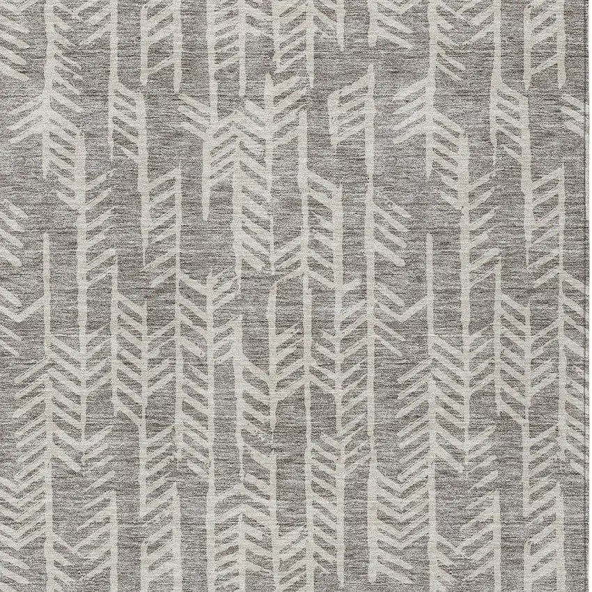 Taupe And Beige Tribal Washable Indoor Outdoor Area Rug Photo 6