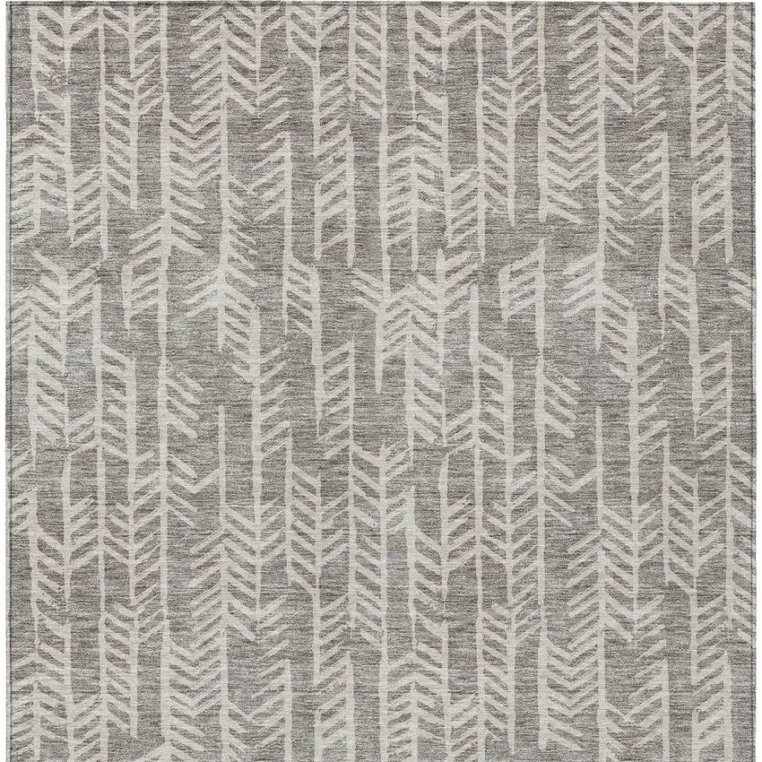 Taupe And Beige Tribal Washable Indoor Outdoor Area Rug Photo 7