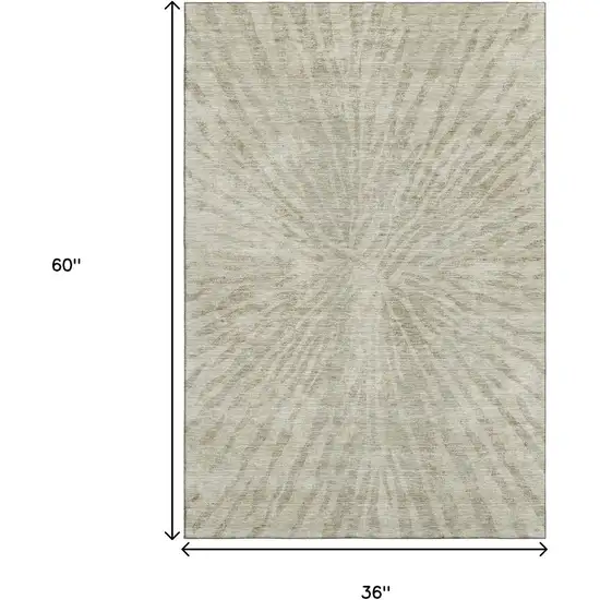 Taupe And Beige Zebra Print Washable Area Rug With UV Protection Photo 3