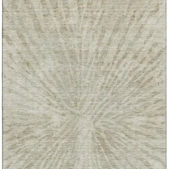 Taupe And Beige Zebra Print Washable Area Rug With UV Protection Photo 4
