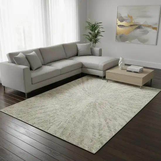 Taupe And Beige Zebra Print Washable Area Rug With UV Protection Photo 2