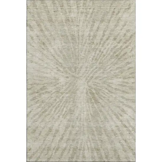 Taupe And Beige Zebra Print Washable Area Rug With UV Protection Photo 1