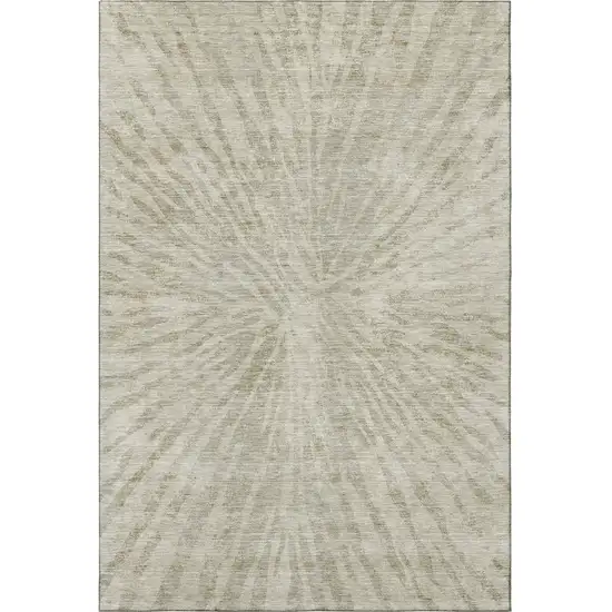 Taupe And Beige Zebra Print Washable Area Rug With UV Protection Photo 3