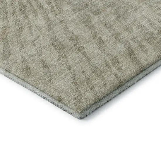 Taupe And Beige Zebra Print Washable Area Rug With UV Protection Photo 8