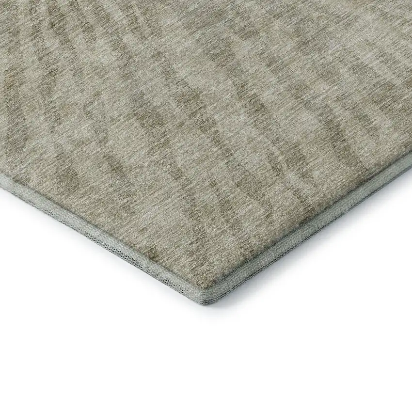 Taupe And Beige Zebra Print Washable Area Rug With UV Protection Photo 8