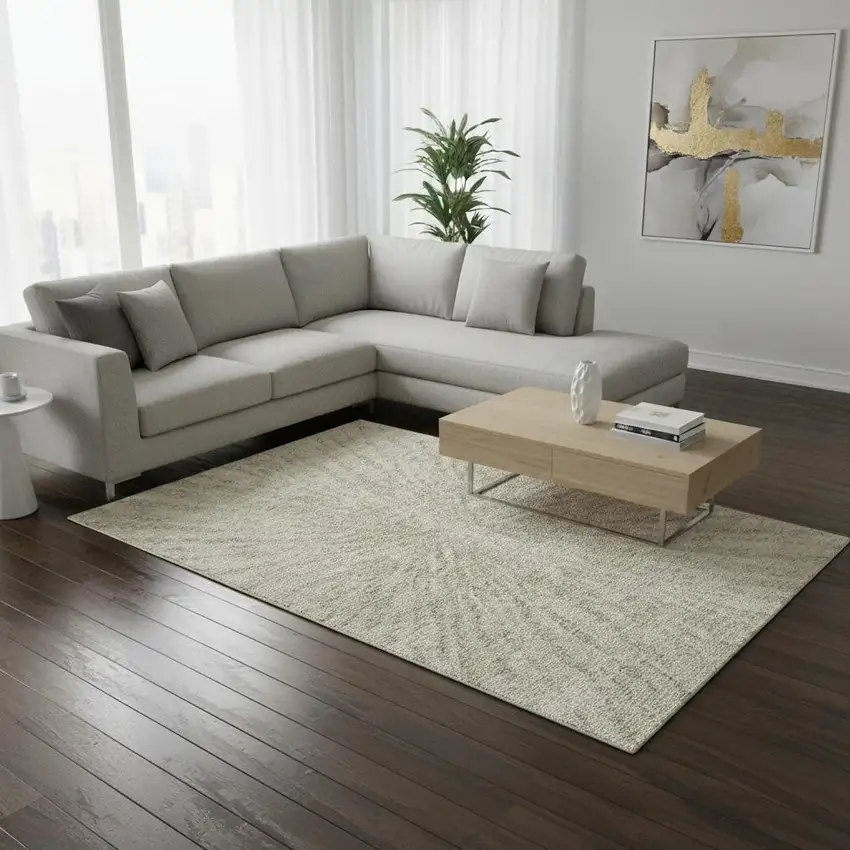 Taupe And Beige Zebra Print Washable Area Rug With UV Protection Photo 2