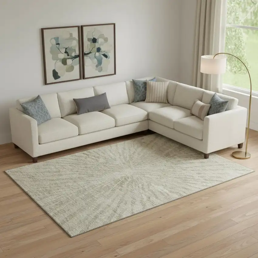 Taupe And Beige Zebra Print Washable Area Rug With UV Protection Photo 1