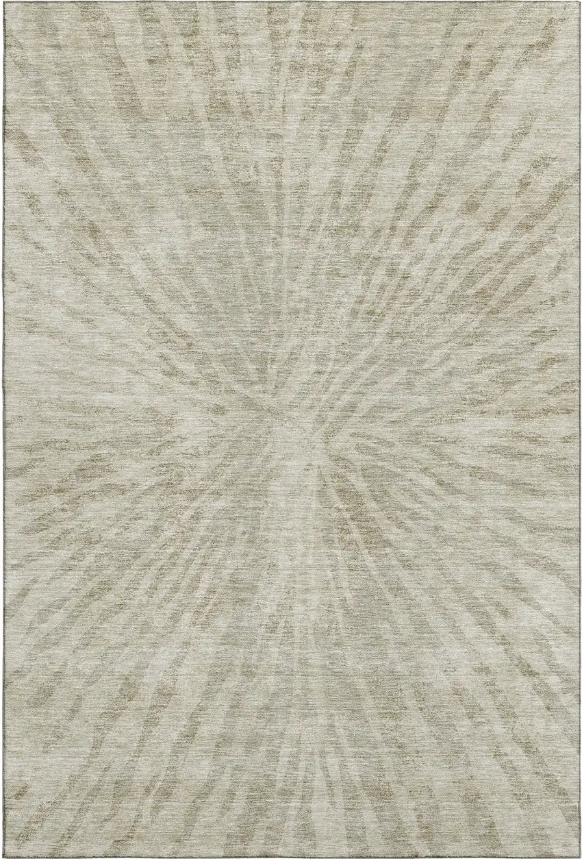 Taupe And Beige Zebra Print Washable Area Rug With UV Protection Photo 1