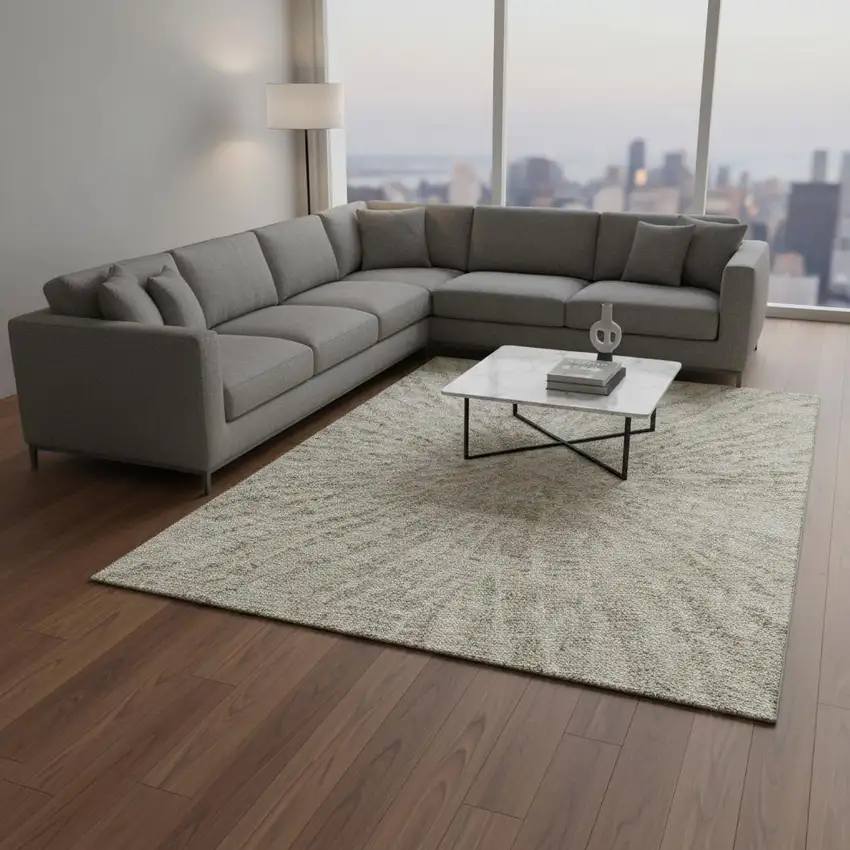 Taupe And Beige Zebra Print Washable Area Rug With UV Protection Photo 2