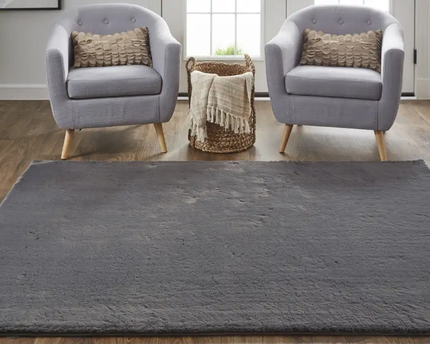 Taupe And Black Shag Area Rug Photo 8