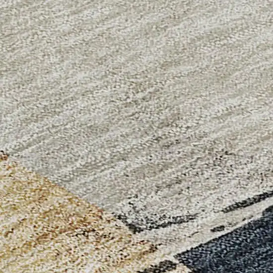 Taupe And Blue Abstract Washable Area Rug With UV Protection Photo 2