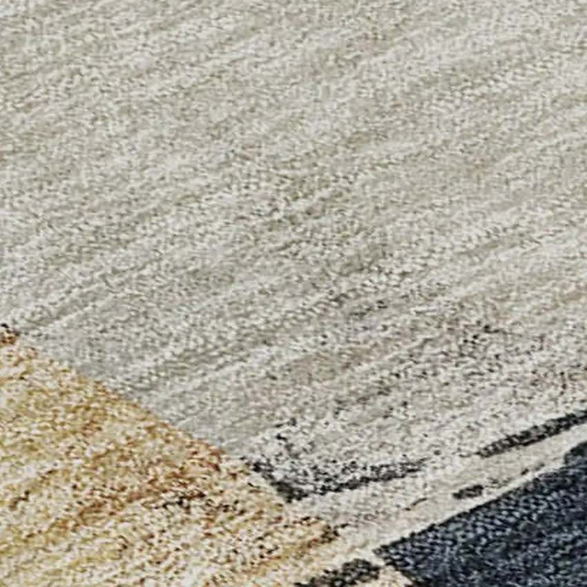 Taupe And Blue Abstract Washable Area Rug With UV Protection Photo 2