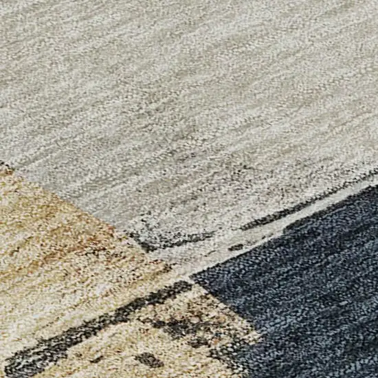 Taupe And Blue Abstract Washable Area Rug With UV Protection Photo 2