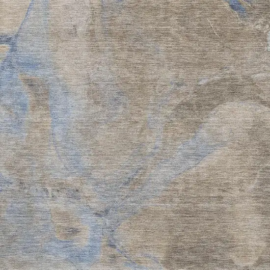 Taupe And Blue Abstract Washable Area Rug With UV Protection Photo 2