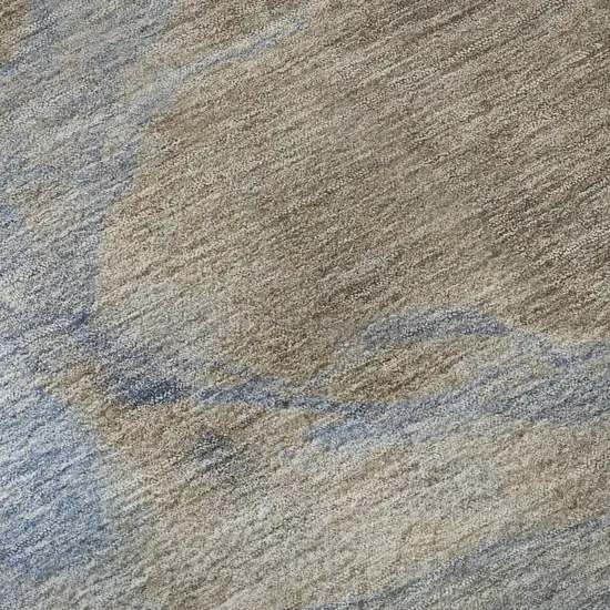 Taupe And Blue Abstract Washable Area Rug With UV Protection Photo 9