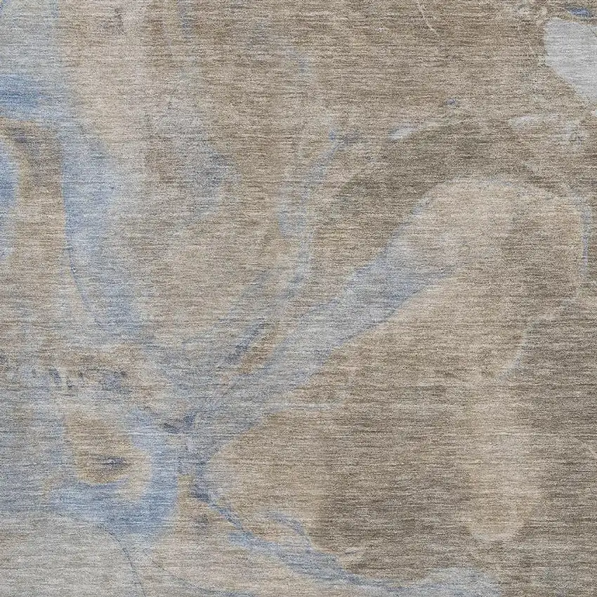 Taupe And Blue Abstract Washable Area Rug With UV Protection Photo 2