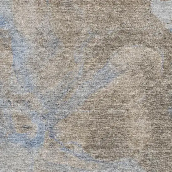 Taupe And Blue Abstract Washable Area Rug With UV Protection Photo 2