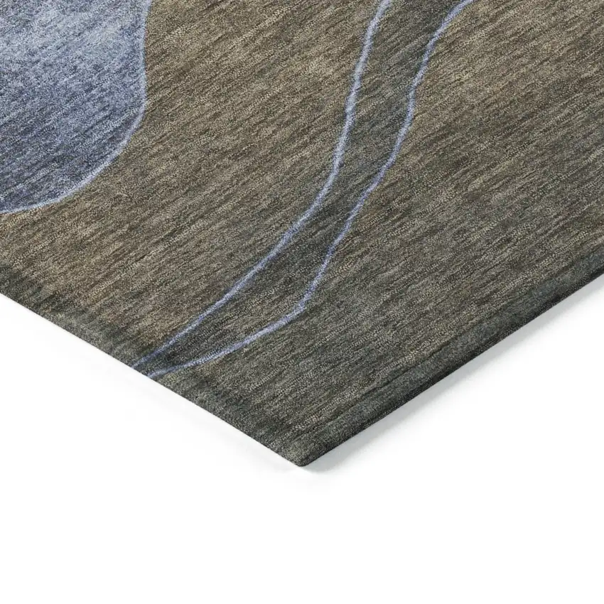 Taupe And Blue Abstract Washable Indoor Outdoor Area Rug Photo 9