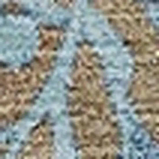 Taupe And Blue Floral Washable Indoor Outdoor Area Rug Photo 3