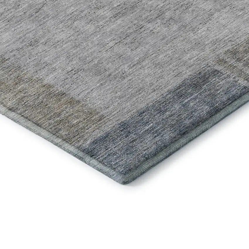 Taupe And Blue Geometric Washable Area Rug With UV Protection Photo 6