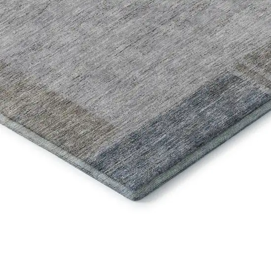 Taupe And Blue Geometric Washable Area Rug With UV Protection Photo 7
