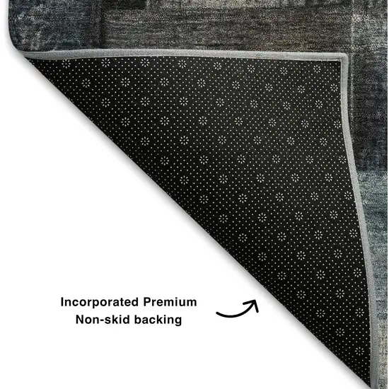 Taupe And Blue Striped Washable Area Rug With UV Protection Photo 5