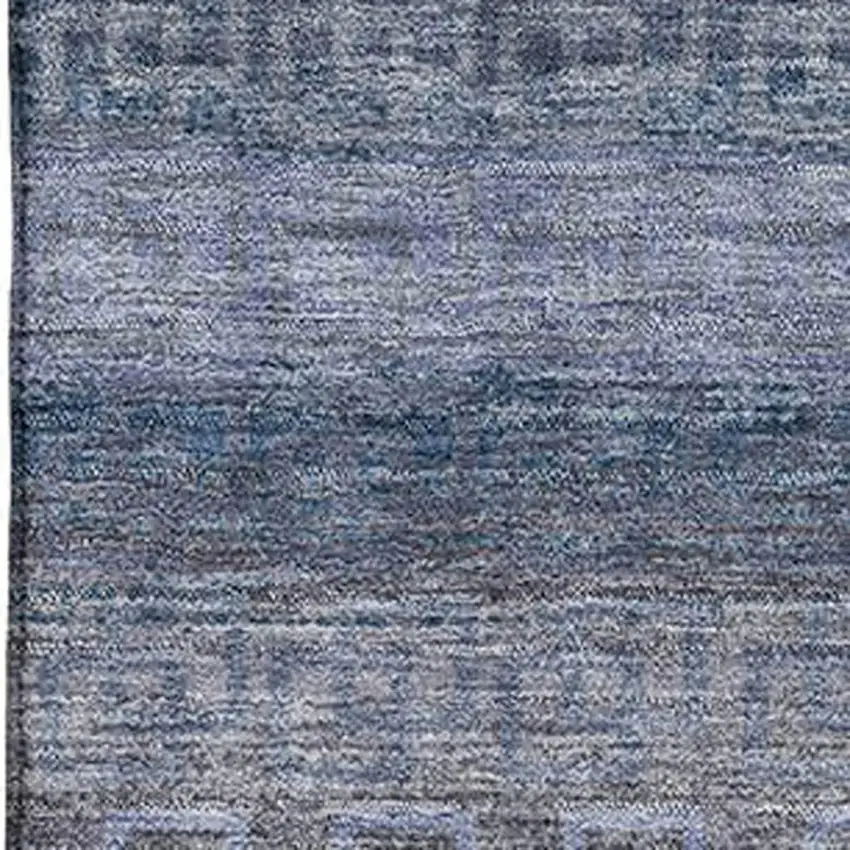 Taupe And Blue Striped Washable Area Rug With UV Protection Photo 3