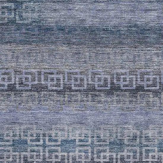 Taupe And Blue Striped Washable Area Rug With UV Protection Photo 3