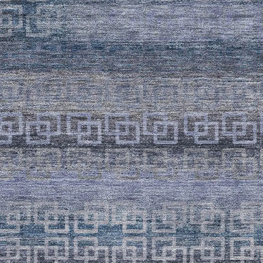 Taupe And Blue Striped Washable Area Rug With UV Protection Photo 3