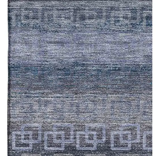 Taupe And Blue Striped Washable Area Rug With UV Protection Photo 7